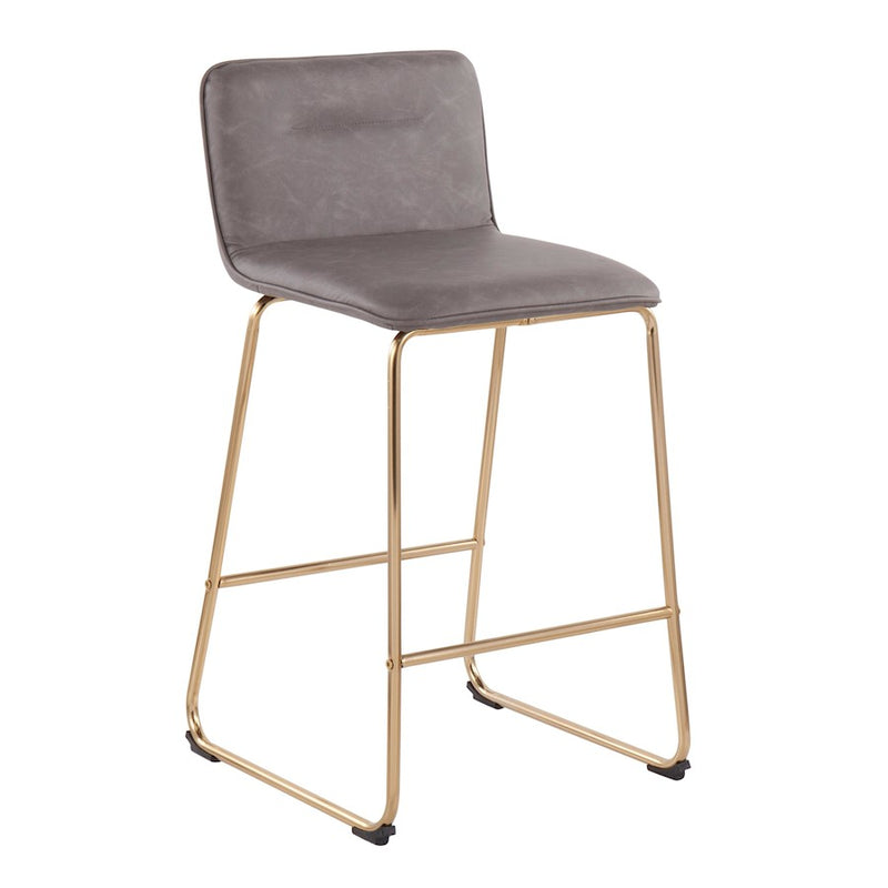 LumiSource Casper Counter Stool, Set of 2, Gold/Grey
