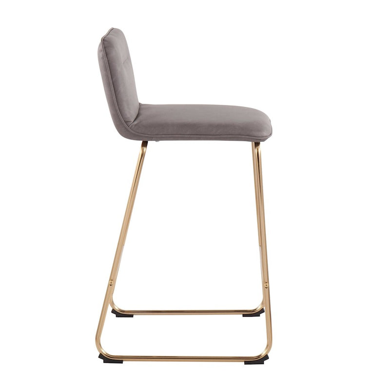 LumiSource Casper Counter Stool, Set of 2, Gold/Grey