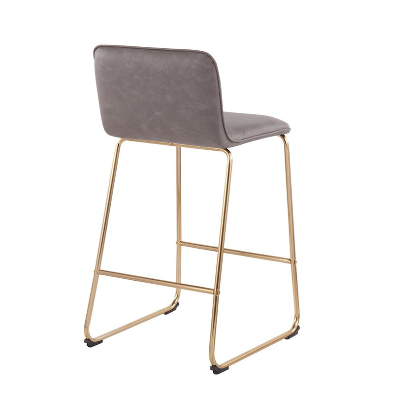 LumiSource Casper Counter Stool, Set of 2, Gold/Grey