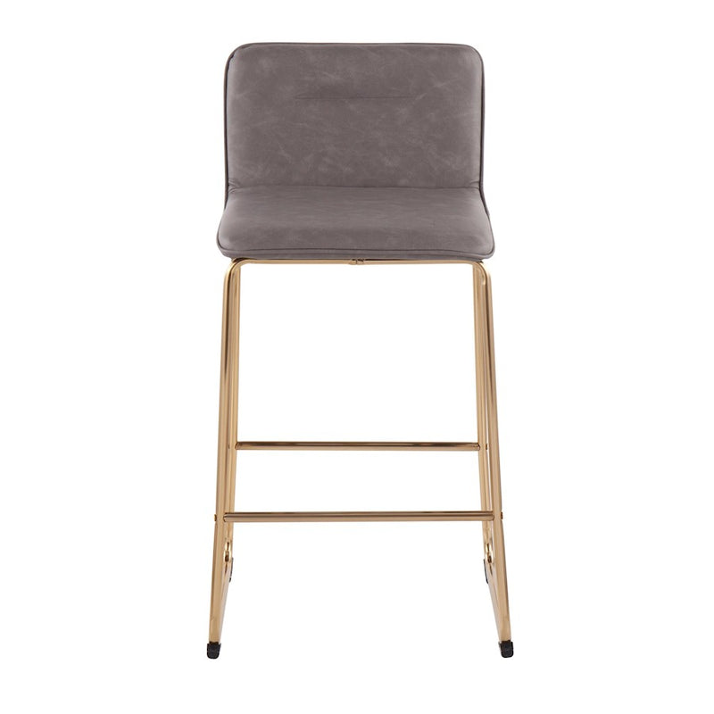 LumiSource Casper Counter Stool, Set of 2, Gold/Grey