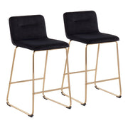 LumiSource Casper Counter Stool, Set of 2, Gold/Black Velvet - B26-CASPER2AUVBK2