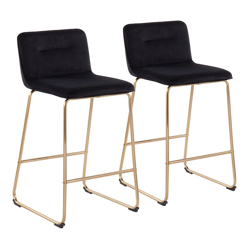 LumiSource Casper Counter Stool, Set of 2, Gold/Black Velvet - B26-CASPER2AUVBK2