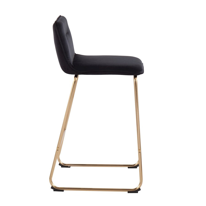 LumiSource Casper Counter Stool, Set of 2, Gold/Black Velvet