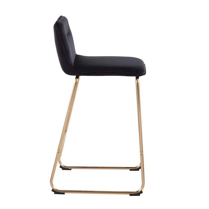 LumiSource Casper Counter Stool, Set of 2, Gold/Black Velvet