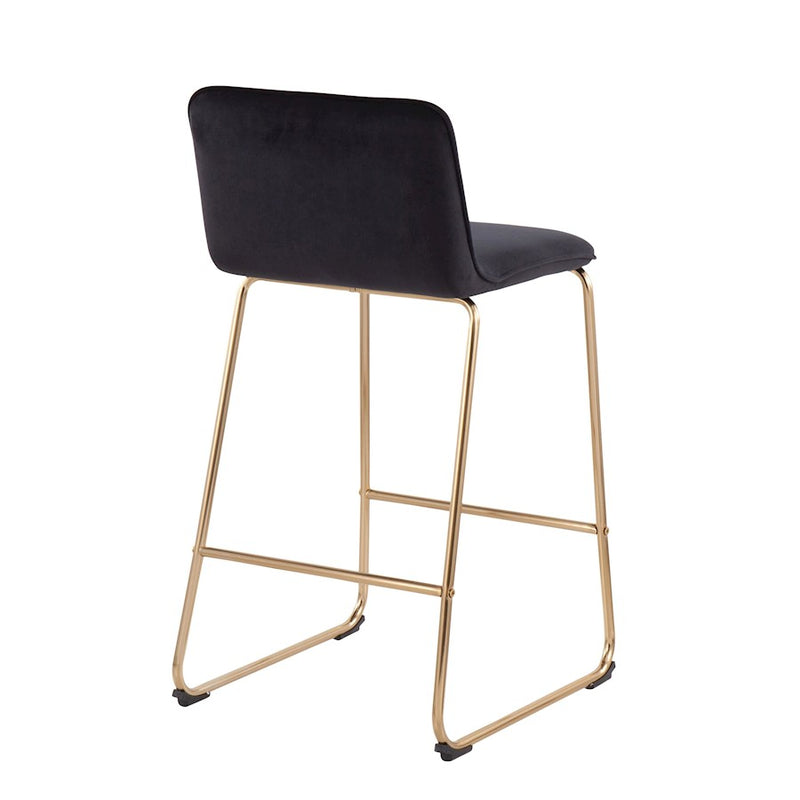 LumiSource Casper Counter Stool, Set of 2, Gold/Black Velvet