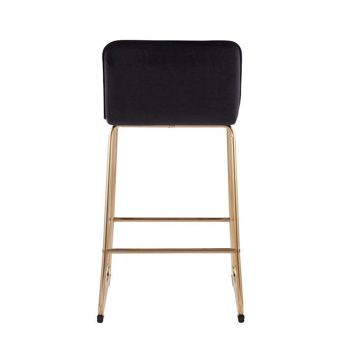 LumiSource Casper Counter Stool, Set of 2, Gold/Black Velvet