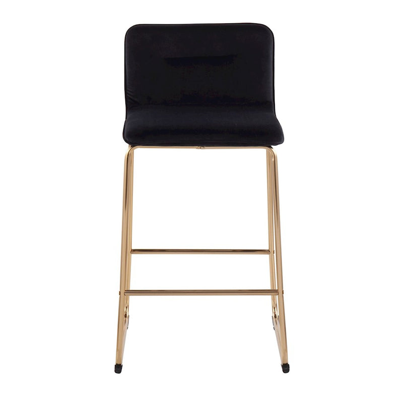 LumiSource Casper Counter Stool, Set of 2, Gold/Black Velvet
