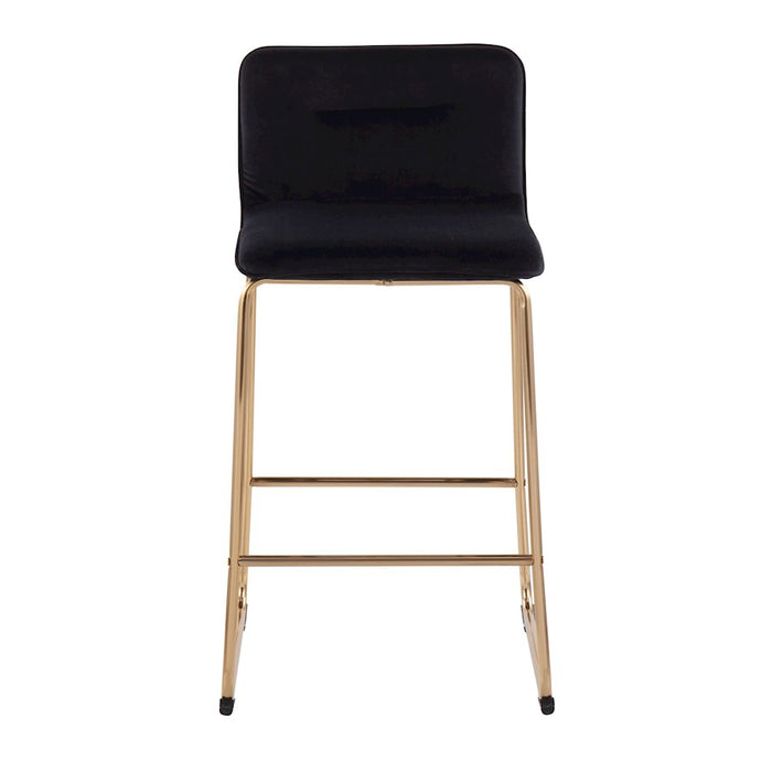 LumiSource Casper Counter Stool, Set of 2, Gold/Black Velvet