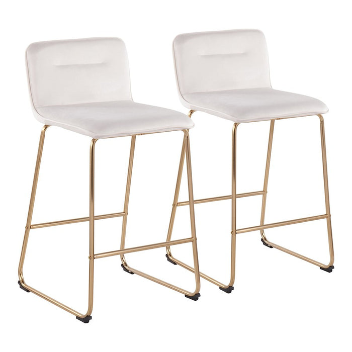 LumiSource Casper Counter Stool, Set of 2, Gold/Cream Velvet - B26-CASPER2AUVCR2