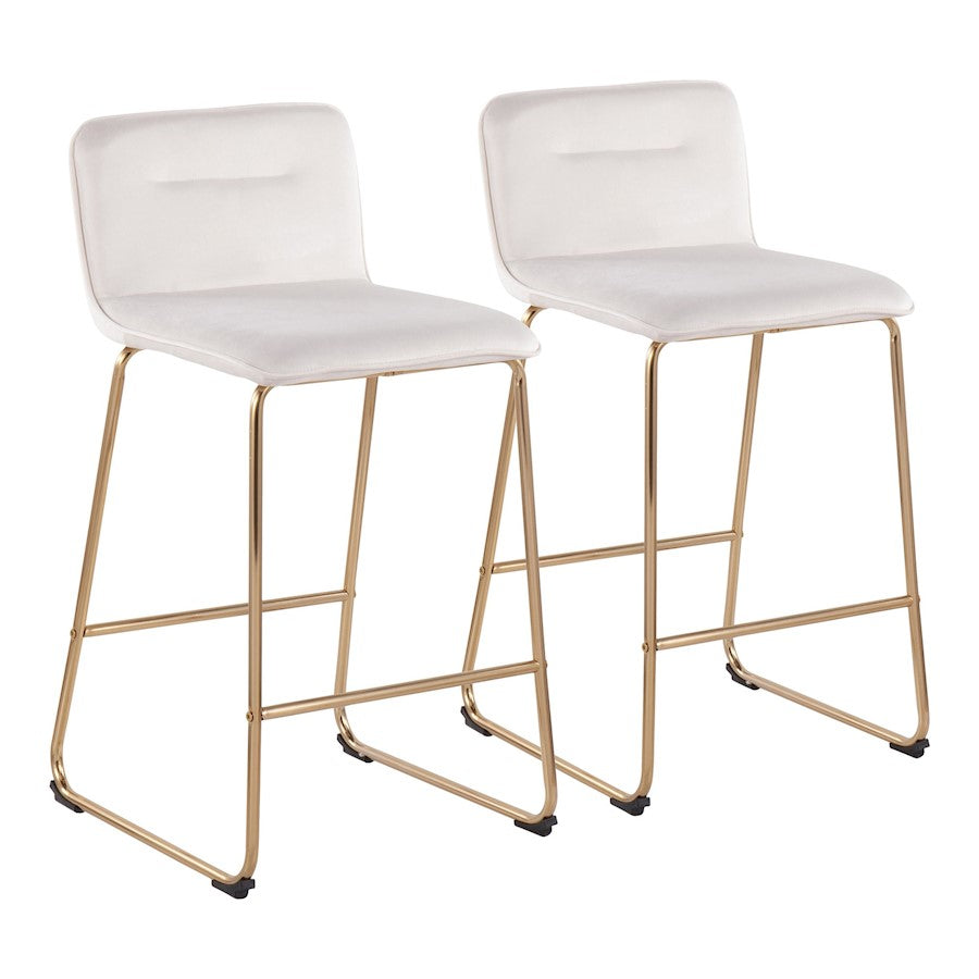 LumiSource Casper Counter Stool, Set of 2, Gold/Cream Velvet - B26-CASPER2AUVCR2