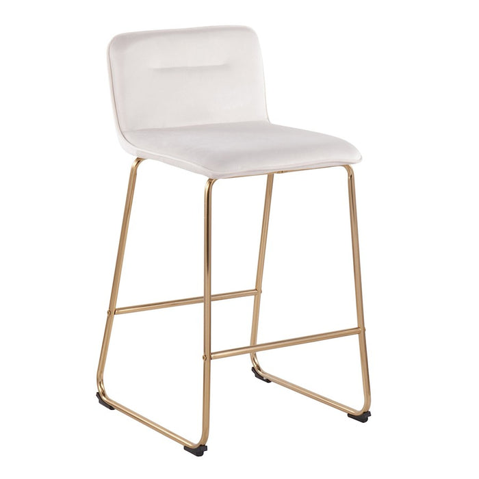 LumiSource Casper Counter Stool, Set of 2, Gold/Cream Velvet