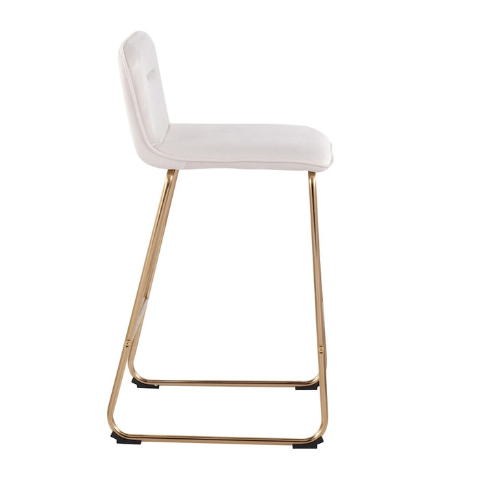 LumiSource Casper Counter Stool, Set of 2, Gold/Cream Velvet