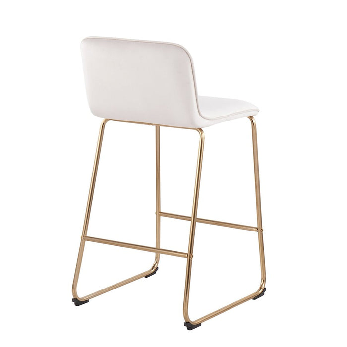 LumiSource Casper Counter Stool, Set of 2, Gold/Cream Velvet