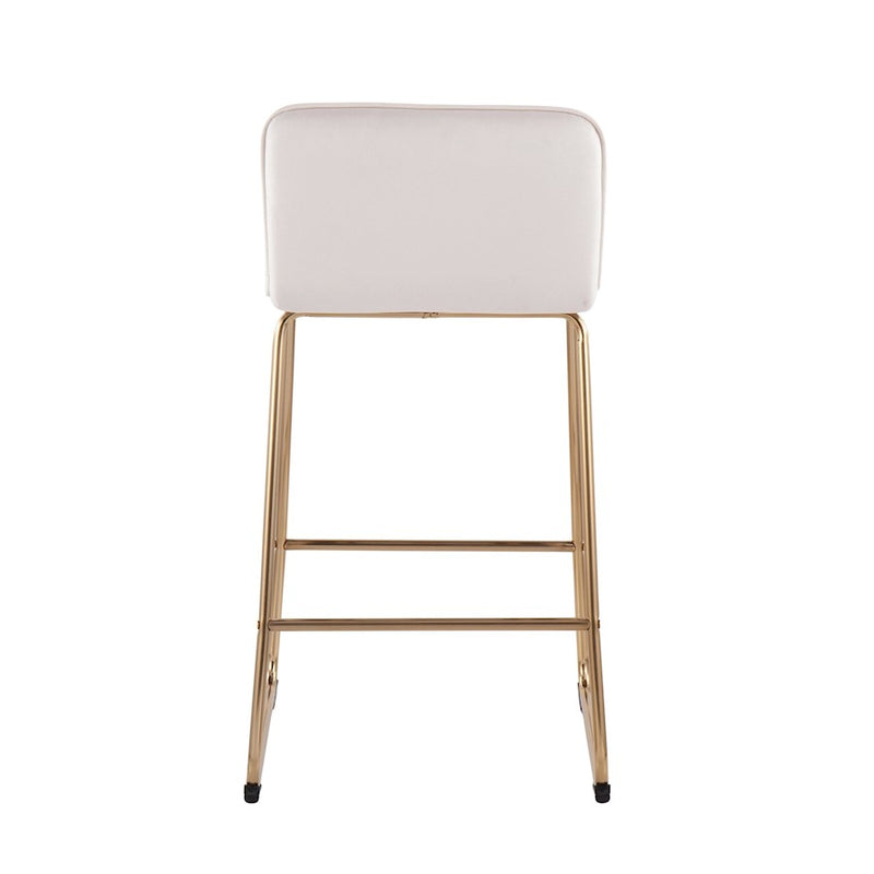 LumiSource Casper Counter Stool, Set of 2, Gold/Cream Velvet
