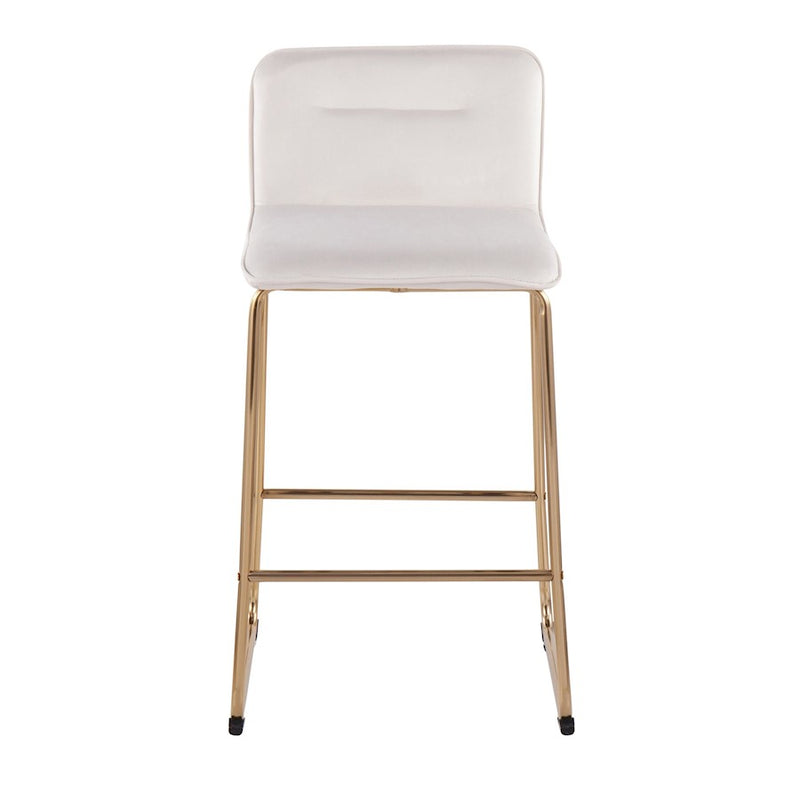 LumiSource Casper Counter Stool, Set of 2, Gold/Cream Velvet
