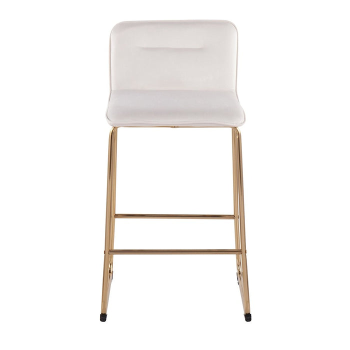 LumiSource Casper Counter Stool, Set of 2, Gold/Cream Velvet