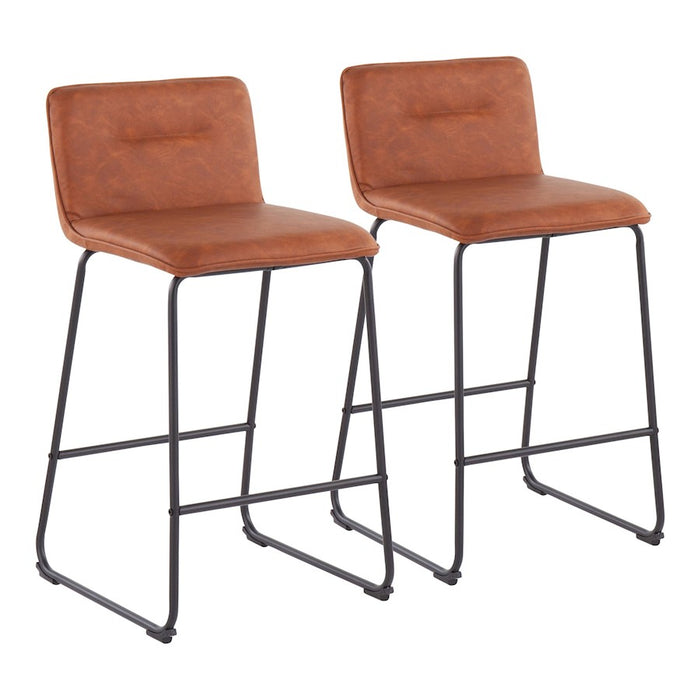 LumiSource Casper Counter Stool, Set of 2, Black/Camel - B26-CASPER2BKCAM2