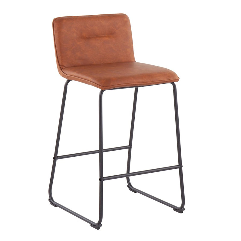 LumiSource Casper Counter Stool, Set of 2, Black/Camel