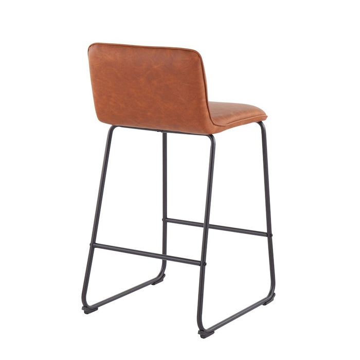 LumiSource Casper Counter Stool, Set of 2, Black/Camel