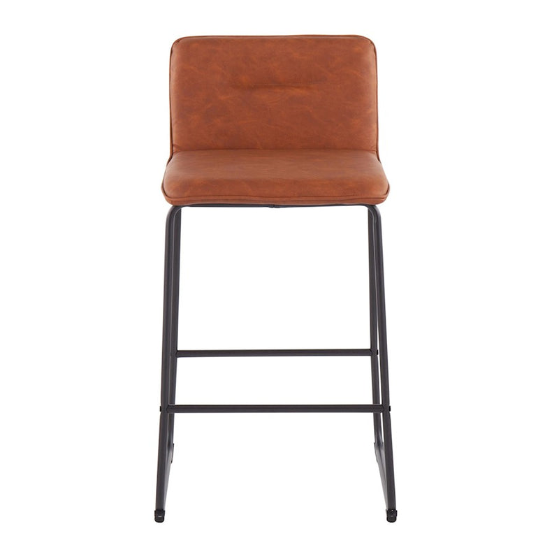 LumiSource Casper Counter Stool, Set of 2, Black/Camel