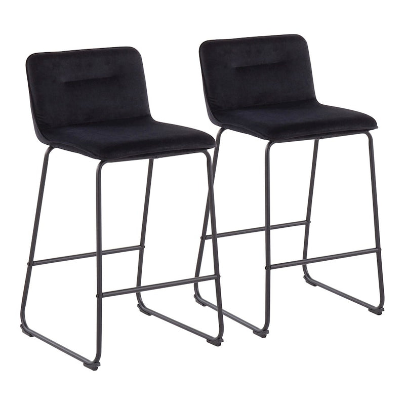 LumiSource Casper Counter Stool, Set of 2, Black/Black - B26-CASPER2BKVBK2