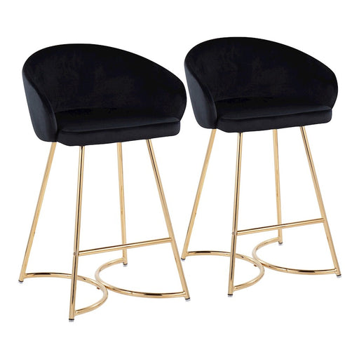 LumiSource Cece Counter Stool, Set of 2, Gold/Black - B26-CECEAUVBK2