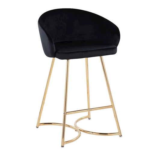 LumiSource Cece Counter Stool, Set of 2, Gold/Black