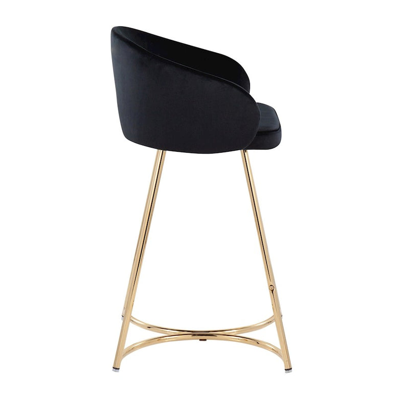 LumiSource Cece Counter Stool, Set of 2, Gold/Black