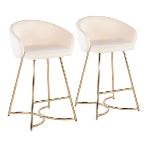 LumiSource Cece Counter Stool, Set of 2, Gold/Cream Velvet - B26-CECEAUVCR2