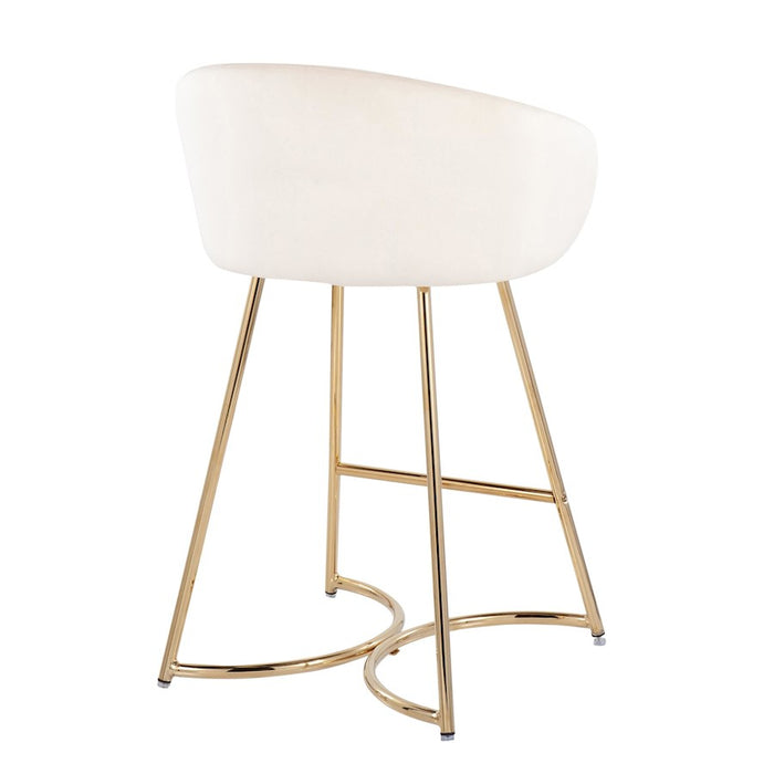 LumiSource Cece Counter Stool, Set of 2, Gold/Cream Velvet