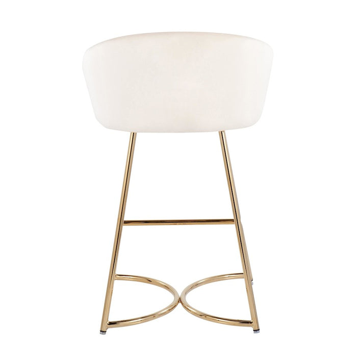 LumiSource Cece Counter Stool, Set of 2, Gold/Cream Velvet