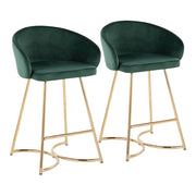 LumiSource Cece Counter Stool, Set of 2, Gold/Green - B26-CECEAUVGN2