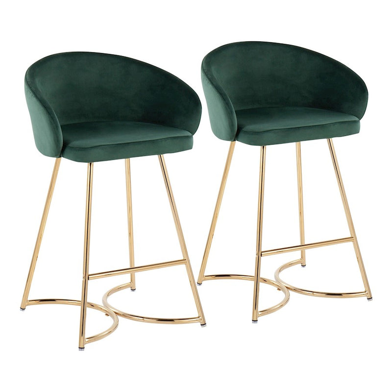 LumiSource Cece Counter Stool, Set of 2, Gold/Green - B26-CECEAUVGN2
