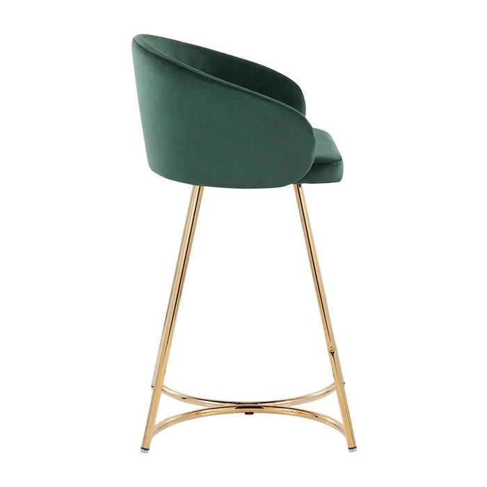 LumiSource Cece Counter Stool, Set of 2, Gold/Green