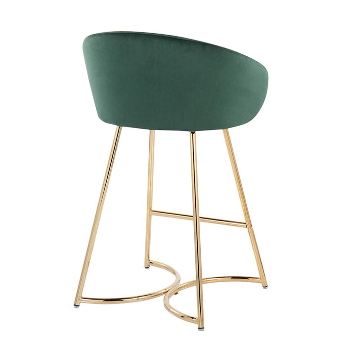 LumiSource Cece Counter Stool, Set of 2, Gold/Green