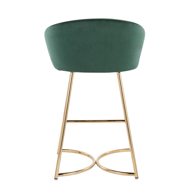 LumiSource Cece Counter Stool, Set of 2, Gold/Green