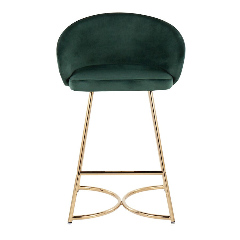 LumiSource Cece Counter Stool, Set of 2, Gold/Green
