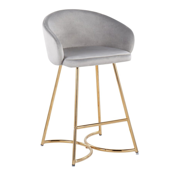 LumiSource Cece Counter Stool, Set of 2, Gold/Silver