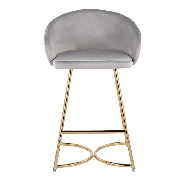 LumiSource Cece Counter Stool, Set of 2, Gold/Silver