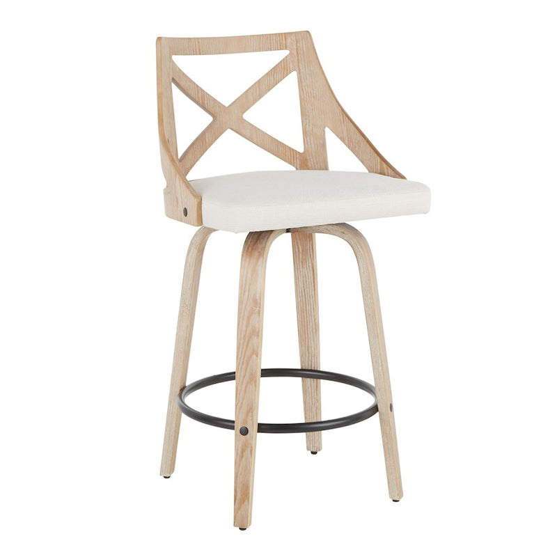 LumiSource Charlotte 26" Counter Stool, Set/2, WH/BK/CR