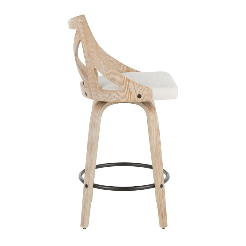 LumiSource Charlotte 26" Counter Stool, Set/2, WH/BK/CR