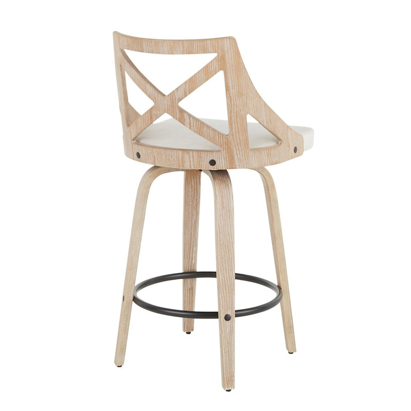 LumiSource Charlotte 26" Counter Stool, Set/2, WH/BK/CR