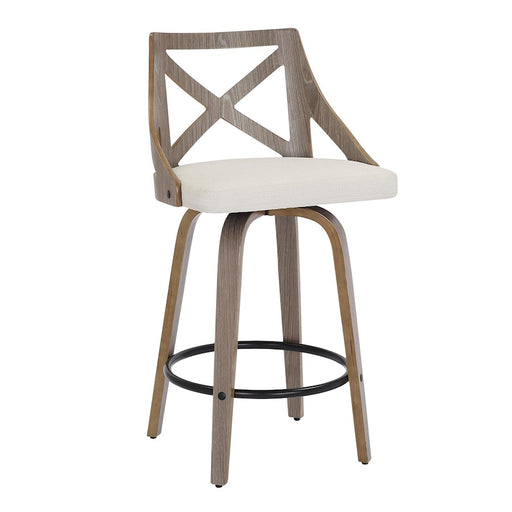 LumiSource Charlotte Counter Stool, Set of 2, Grey/Cream Noise