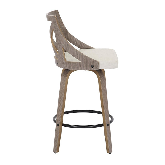 LumiSource Charlotte Counter Stool, Set of 2, Grey/Cream Noise