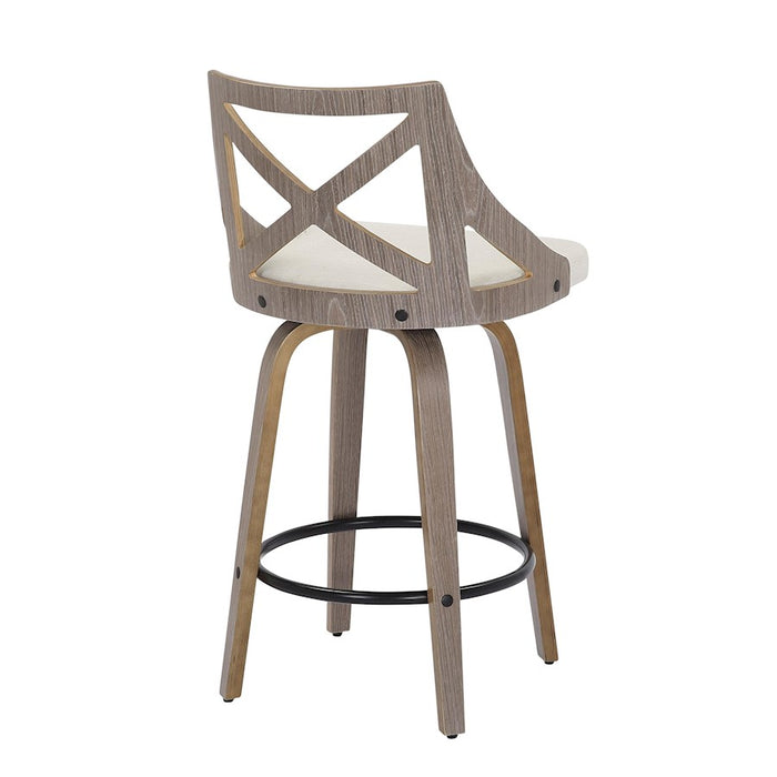 LumiSource Charlotte Counter Stool, Set of 2, Grey/Cream Noise