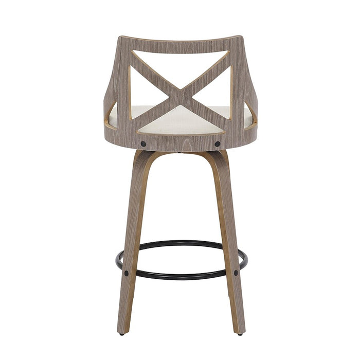 LumiSource Charlotte Counter Stool, Set of 2, Grey/Cream Noise