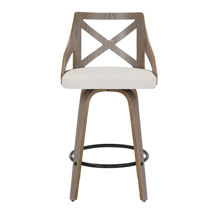 LumiSource Charlotte Counter Stool, Set of 2, Grey/Cream Noise