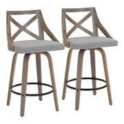 LumiSource Charlotte Counter Stool, Set of 2, Grey Wood/Grey - B26-CHARLOTLGYGY2