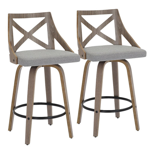 LumiSource Charlotte Counter Stool, Set of 2, Grey Wood/Grey - B26-CHARLOTLGYGY2