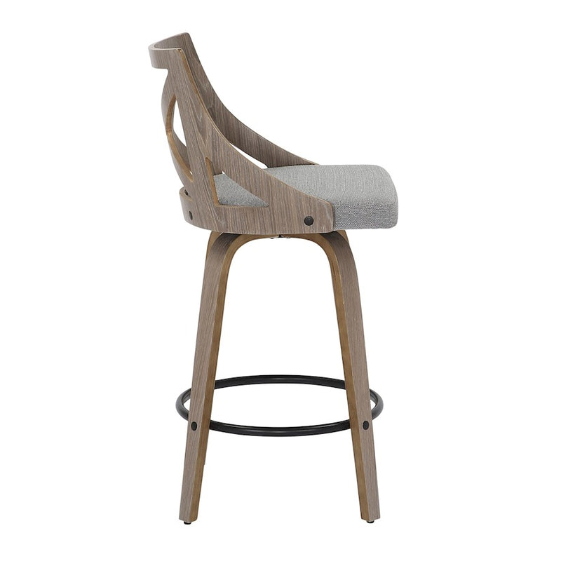 LumiSource Charlotte Counter Stool, Set of 2, Grey Wood/Grey